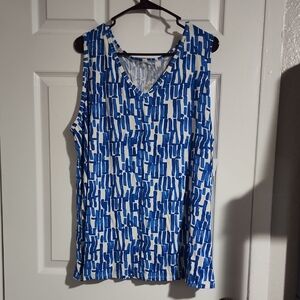 Nine West Abstract Blue Tank Top